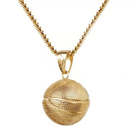 Caiyao Hip Hop Chunky Chain Basketball Ball Football Lover Pendant Necklace Punk Basketball Memorial Necklace for Men Father Friend Friendship Bar Sport Jewelry Birthday Gift-A gold basketball