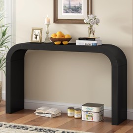 LUMISOL Modern Console Table, Elegant and Versatile Sofa Table Entryway Table with Sturdy and Stable Frame for Living Room, Hallway, Bedroom, Black