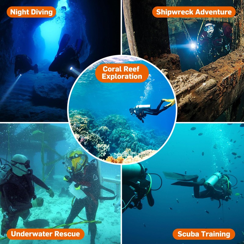 Odepro WD12 Scuba Diving Light 1400 Lumen Underwater Flashlight 3