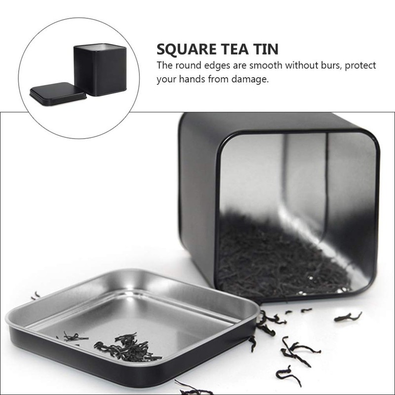 Square Black Metal Tins Empty Cube Steel Box Storage Container