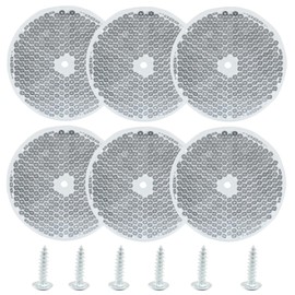 Moicstiy 6 Pack White Round Reflector, Front Reflector with Mounting Screw, Safety Reflectors for Driveway, Trailer, Posts