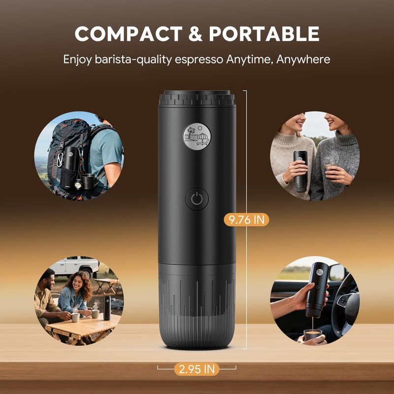 RECAFIMIL Portable 2-in-1 Coffee Maker, Portable 20 Bar Espresso Machine