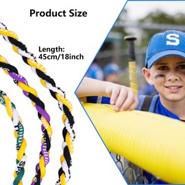 3 Pieces Baseball Necklaces Three Colors Three Braided Rope Tornado Titanium Necklaces Sport Rope Necklaces for Boys Men Player (Yellow)