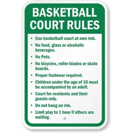 Bangin' Meats Basketball Court Rules Aluminum Weatherproof 12" x 18" Sign p00560