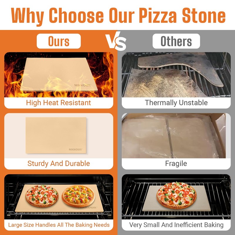 22 Inch Rectangle Pizza Stone Set, Large Pizza Stone for