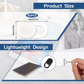 JJUNW 50 Pcs Webcam Cover Slide, 0.023 Inch Ultra-Thin Universal Laptop Camera Cover Slide Webcam Cover for Laptop, Computer(White+Black)