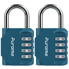 Puroma 2 Pack Combination Lock for Locker 4 Digit Outdoor Waterproof Padlock for School, Gym, Sports, Fence, Toolbox, Gate, Case, Outdoor, Hasp Storage, Cabinets (Dark Green)