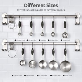 Measuring Cups and Spoons Set: U-Taste 18/8 Stainless Steel 10 Pieces Metal Stacking Kitchen Baking Cooking Food Measure Set 5 Cups 5 Spoons with Strengthened Weld Joints (Black, Upgraded Version)