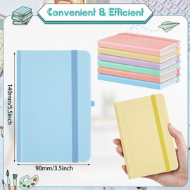 Laumoi 12 Pieces Small Notebooks A6 Pocket Journals 3.5 x 5.5 Inch Small Leather Notebook Mini Ruled Lined Journal with Elastic Band Pen Holder Page Marker Ribbons (Macaron Colors)