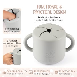 blinc Snack Cups for Toddlers - No Spill Silicone Snack Cup - Non Spillable Baby Food Containers - Cereal Snack Containers for Kids, Baby Essentials (Lilac & Plum (2 Pack))