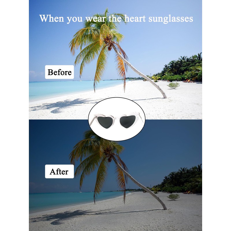 Pearl Heart Sunglasses for Bachelorette Party, White Heart-shaped Glasses Women