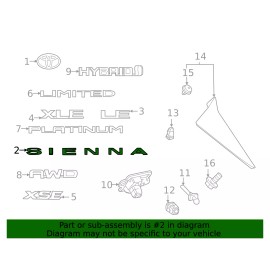 Auto Gloss Black SIENNA Letter Logo Emblem Fit For 2021+ Toyota Sienna Rear Liftgate