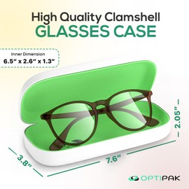 OPTIPAK Hard Shell Glasses Case - Eco-Friendly Large Eyeglass Holder with Microfiber Cleaning Cloth - Durable Brushed Eyeglasses Case (Pack of 1)