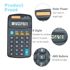 Basic Calculator Dual Power 8 Digit Desktop Calculator (Black,Set of 30)