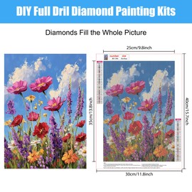 Bowetile DIY Diamond Painting Flowers, Landscape Diamond Art Painting Sets for Adults, Complete Rhinestone Pictures, Nature Pictures with Rhinestones for Beginners, Wall Decoration for Home, 30 x 40