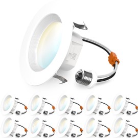Sunco 10 Pack 4 Inch LED Recessed Lights, Retrofit Can Lighting, 660 LM, 11W (40W Equivalent), Selectable CCT 2700K/3000K/3500K/4000K/5000K, Dimmable, Baffle Trim, Replacement Conversion Kit UL.