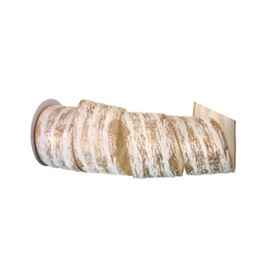 Regency International Faux Fur Birch Wired Ribbon, 30 Feet Length, Ivory and Gold