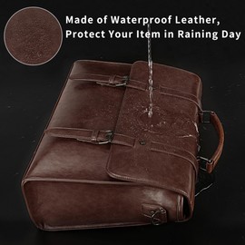 Leather Mens Messenger Bag Vintage 15.6 Inch Waterproof Leather Laptop Briefcase Satchel Shoulder Bag Computer Laptop Bag Coffee