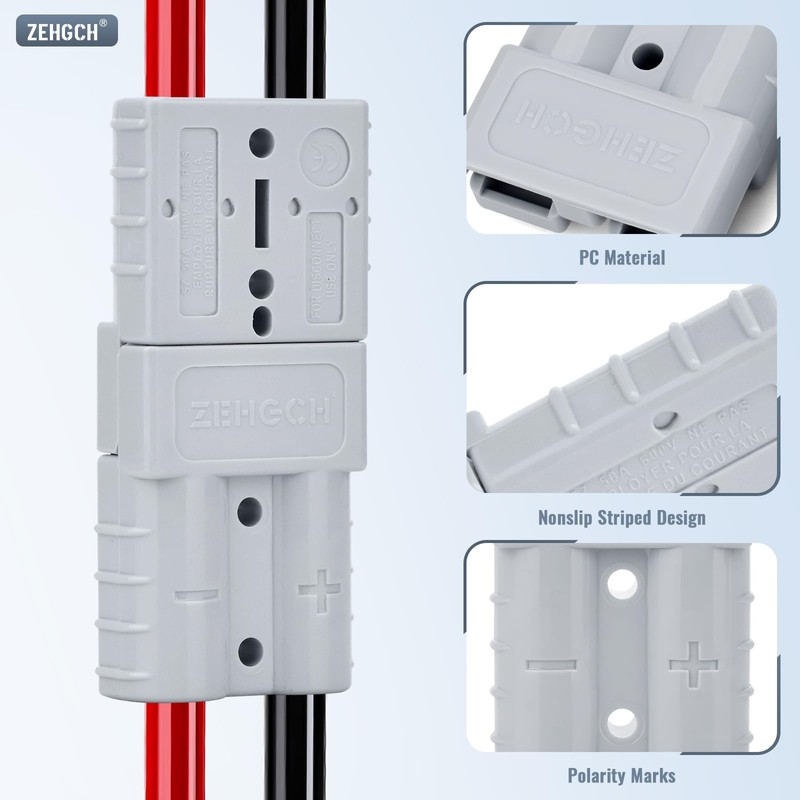 ZEHGCH 50Amp 6-10 Gauge Battery Cable Quick Connect/Disconnect Connector Plug