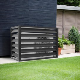 Air Conditioner Fence, 1.5P Drill-Type Louvered Grille AC Unit Fence Outdoor 4 Panels, No Dig Aluminum Alloy Privacy Fence Panels for Outside, Outdoor Trash Can, Pool Equipment Enclosure Panels