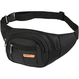 PEAKTREND Waterproof Bumbags, Large Capacity Waist 4 Pockets for Women Men Kids Girls Waist Bag for Outdoor Running Hiking for Dog Walking Sports Workout Traveling Casual Travel Wallets Pouch (Black)