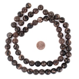 TheBeadChest Black Sea Sediment Jasper Beads 12mm Round Gemstone 16 Inch Strand