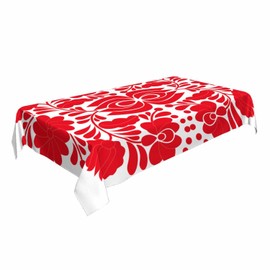 LoLo UoUo Hungarian Folk Art Table Cloth 52x70 Red Vintage Paisley Artistic Silhouette Rectangular Tablecloth Polyester Washable Table Cover for Dining Kitchen Banquet Picnic Decorative