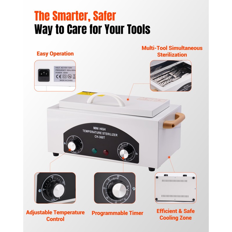 High-Temperature Cleaning Box for Metal Tools, 1.5L Capacity Dry Heat
