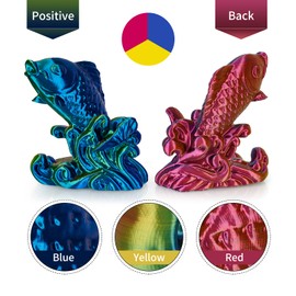 Kingroon Silk PLA Triple Color,3D Printer Filament,Pla Filament 1.75mm,Multicolor Filament 1KG,Dimensional Accuracy +/- 0.03mm,for Most FDM 3D Printer,Red Yellow Blue