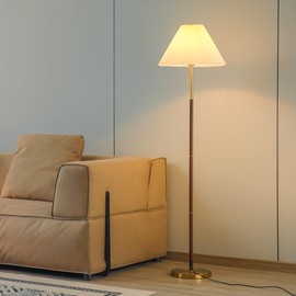 dujunlinghang Bright LED Floor lamp, Living Room Sofa Corner Bedroom Bedside Standing Desk lamp, Fabric lampshade, Metal Base, Walnut Light Pole