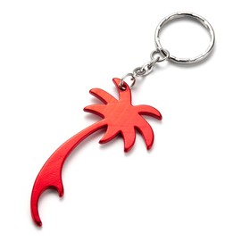 Komonee Palm Tree Red Keychain Bottle Opener Key Chain Metal Holiday Key Ring Novelty Keyring