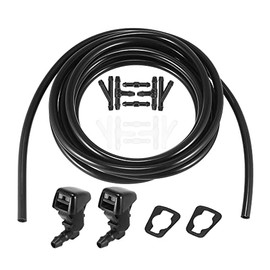 ACROPIX Front Windshield Washer Hose Kit Fit for Ford F250 with 3 Meter Washer Fluid Hose 12 Pcs Hose Connectors - Pack of 15 Black