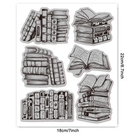 GLOBLELAND Vintage Books Cling Rubber Stamp 7.09x8.66inch Retro Sketch Books EVA Stamps Embossing Stamp Seal for DIY Scrapbooking and Card Making Paper Craft Decor