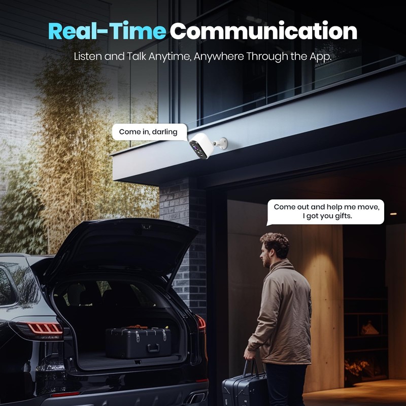 Techage Security Cameras Wireless Outdoor, 2K Battery Powered Cameras for