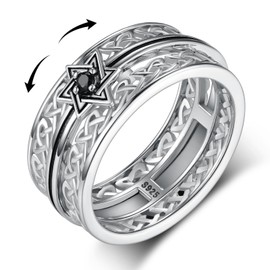 Star of David Ring 925 Sterling Silver Jewish Star Spinner Ring Jewish Jewelry for Men Women (Size: 10)