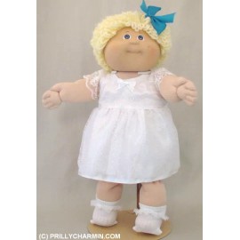 PrillyCharmin White Lace Dress for BRIDES, ANGELS, 1ST COMMUNION - Fit Many Dolls