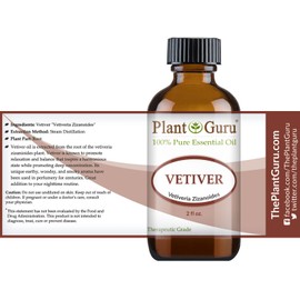 Vetiver Essential Oil 2 oz 100% Pure Undiluted Therapeutic Grade for Skin, Body. Perfect for Aromatherapy Diffuser.