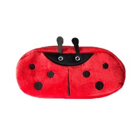 HSYHERE Creative Cute Lovely Funny Happy Animals Bear Frog Face Fruit Strawberry Watermelon Soft Stuffed Surface Clothes Zipper Pencil Box Pencil Case Pencil Holder Pouch Pen Bag - Red Ladybug