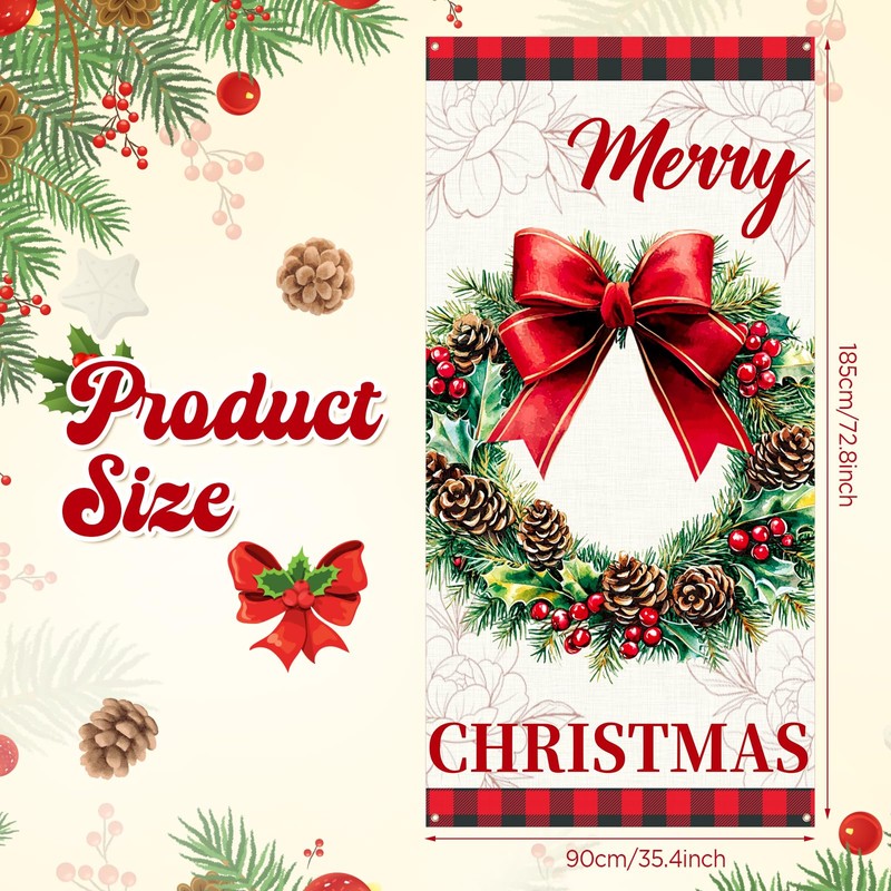 Christmas Wreath Door Cover