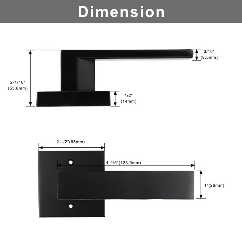 NIZADO Matte Black Dummy Door Handles 2 Pack, Square Single