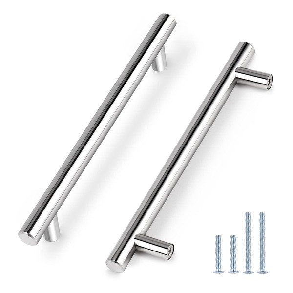 Probrico 10 Pack|Polished Chrome Euro T Bar Cabinet Handles 7-1/2"
