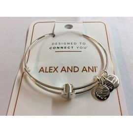 Alex and Ani Pave Cross Symbol Bead Bangle Bracelet Shiny Silver NWTBC
