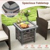 Costway 21.5 Inches Outdoor PE Rattan Side Table w/ Resin