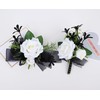 MAFELOE Corsage Boutonniere Set of 2 Pieces, White+Black (Y3-GH)