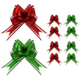 ALLY-MAGIC Pull Bows Gift Wrapping Bows, Butterfly Knot Present Christmas Wrap Ribbon Bows Present Bows Large Organza Present Pull Bow for Christmas Wedding Party Y6-LHHDJ (Red&Green)