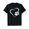 Dog Puppy Paw Heart T-Shirt, black