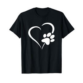 Dog Puppy Paw Heart T-Shirt, black