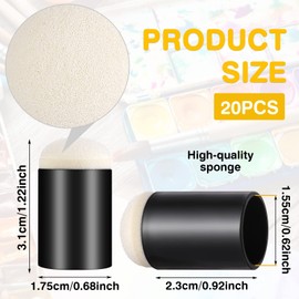 Prasacco 20 Pieces Finger Sponge Daubers, Finger Painting Sponge Craft Drawing Sponge for Arts Craft Painting Sponges for Painting Sponge Dauber for Painting Art Ink Crafts Chalk (Black)