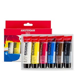 Royal Talens Amsterdam Standard Series Acrylic Color, 20ml Tubes, Set of 6 Primary Colors (17820500)