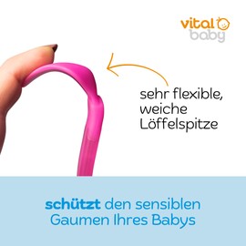 Vital Baby Mama's First Spoon, Feeding Spoon, Complementary Food Spoon for Jars, Scraper, Extra Long Spoon, Baby Spoon, Dishwasher Safe, from Approx. 4-6 Months, Pack of 4 - Blue/Green